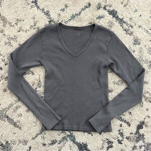 Brandy Melville Grey Ribbed Long Sleeve